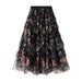 Color-Irregular Asymmetric Stitching Color Floral Mesh Skirt Women Spring French Royal Elegant A line Skirt-Fancey Boutique