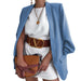 Color-Light Blue-Women Clothing Cardigan Coat Polo Collar Slim Fit Cardigan Small Blazer-Fancey Boutique