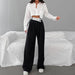 Color-Spring Summer Office Contrast Color Work Pant Women Casual Draping Mopping Pants Wide Leg Pants Design Women Clothing-Fancey Boutique