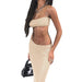 Color-New Sexy Fashion Solid Color Mesh Camisole Navel-Exposed Midi Skirt Set-Fancey Boutique