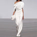 Color-Off Neck Loose White Jumpsuit Best Women Clothes Trousers-Fancey Boutique