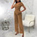 Color-Masson Sexy Solid Color Short Sleeve V-neck Women Jumpsuit-Fancey Boutique