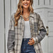 Color-Gray-Autumn Winter Casual Women Clothing Single Breasted Plaid Stitching Shirt Women-Fancey Boutique