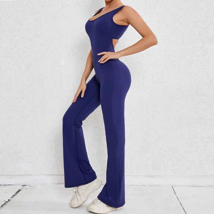 Color-Autumn Sand Hollow Out Cutout Beauty Back One Piece Peach Hip Lifting Sport Workout Clothes Micro Pull Yoga Jumpsuit Jumpsuit-Fancey Boutique