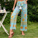 Color-Printed Women Rope Belt Casual Wide-Leg Pants Beach Vacation Wide-Leg Pants-Fancey Boutique