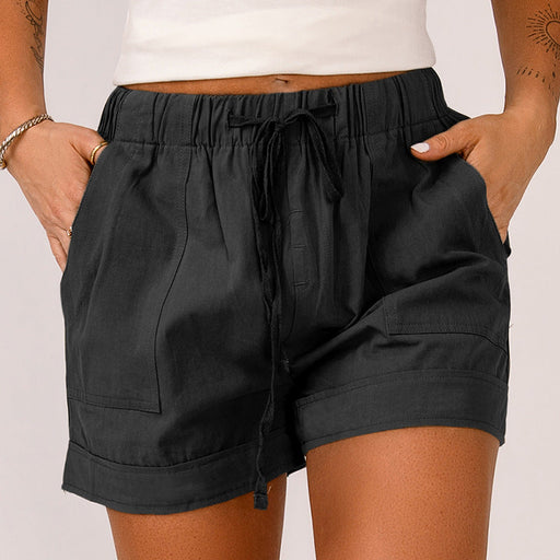 Color-Casual Tencel Shorts for Women Summer Solid Color Elastic Waist Sports Beach Pants-Fancey Boutique