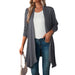 Color-Dark Grey-Women Clothing Autumn Solid Color Long Sleeve Long Women Cardigan-Fancey Boutique