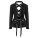 Color-Minority Coat for Women Spring Back Cross Hollow Out Cutout Bow Heavy Industry Rhinestone Slim Waist Tight Blazers-Fancey Boutique