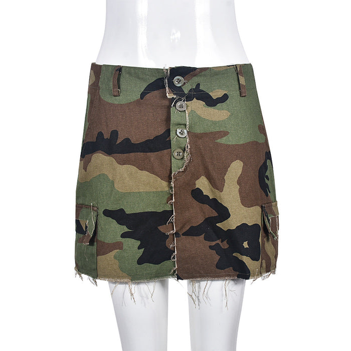 Color-Camouflage Green-Women Clothing Summer Full Open Skirt Camouflage Wrapped Skirt-Fancey Boutique