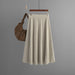 Color-Khaki-Mid Length Autumn Winter Draping Effect A line Khaki Knitted Skirt Women Winter Sweater-Fancey Boutique