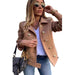 Color-Khaki-Fall Winter Slim Long Sleeve Double Breasted Collar Woolen Jacket-Fancey Boutique
