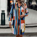 Color-Original Women Clothing Color Stitching Turnover Neck Mid Length Shirt Dress-Fancey Boutique