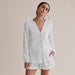 Color-Autumn New White Long-Sleeved Air Conditioning Room Clothing Cotton Crepe Shorts Suit Pajamas Women Skin-Friendly Ladies Homewear-Fancey Boutique