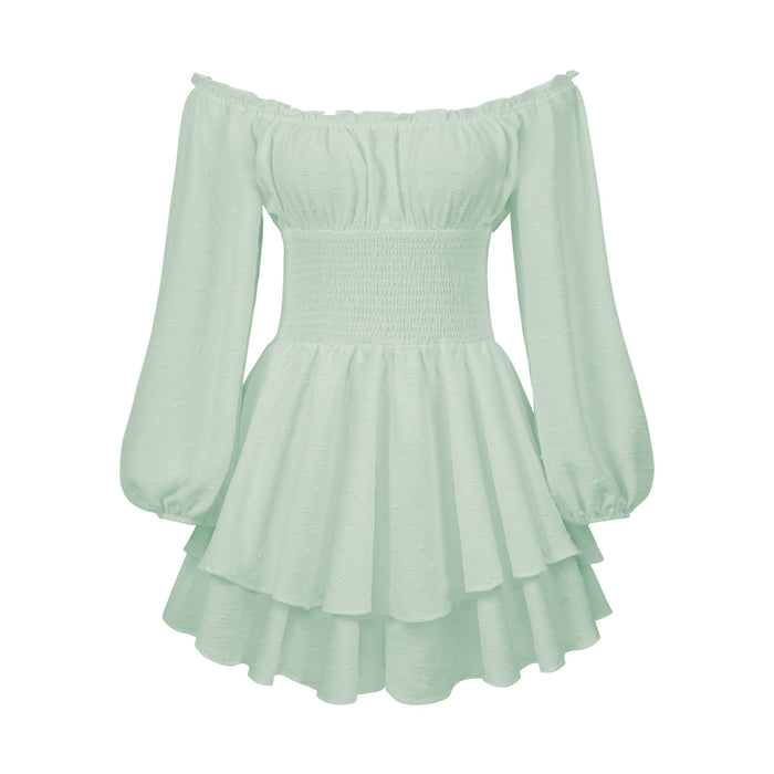 Color-Light Green-Summer High Grade Women Pleated Neck Long Sleeve Casual Ruffled French Romper-Fancey Boutique