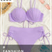 Color-Purple-Mermaid Sexy Bikini Swimsuit Solid Color Underwire Shell Split Swimsuit-Fancey Boutique