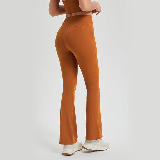 Color-Brown-Antibacterial Wear Free Underwear High Waist Peach Hip Raise Yoga Pants Anti Curling Outer Wear Running Workout Pants Fitness Bootcut Trousers-Fancey Boutique