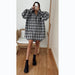 Color-Casual Years Autumn Winter Plaid Lantern Sleeve Long Sleeve Shirt-Fancey Boutique