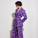 Color-Printed Purple Printed Collared Pajama Pants Autumn Winter Pajamas Women Loose Comfortable Homewear-Fancey Boutique