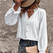 Color-Women Shirt Half Open Collar Ruffle Sleeve Chiffon Striped Elegant Top Women-Fancey Boutique