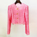 Color-Stars Tassel Short Jacket Skirt Set Pink Black-Fancey Boutique
