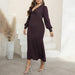 Color-plus Size Autumn Winter Sexy Graceful Women Dress V neck Long Sleeve Slimming Dress-Fancey Boutique