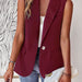 Color-Burgundy-Blazer Women Spring Summer Loose Office Sleeveless Vest-Fancey Boutique