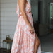 Color-Printed Halter Type Pink Dress Women Vacation Split Maxi Dress-Fancey Boutique