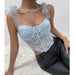 Color-Lace Floral Strap Mesh Hollow Out Cutout Diamond Boning Corset Vest Women Clothing-Fancey Boutique