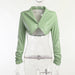 Color-Light Green-Fashionable Autumn Winter Pleated Long Sleeve cropped Outfit Short Sexy Women Leather Jacket Women Leather-Fancey Boutique