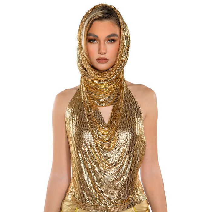 Color-Sequin Sling Headscarf Set Girls Wear Women Wear Sweet Spicy Sequined Top-Fancey Boutique