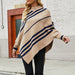 Color-Autumn Winter Cape Shawl Women Sweater round Neck Striped Sweater-Fancey Boutique