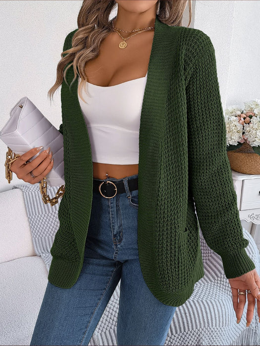 Color-Autumn Winter Casual Pocket Long Sleeve Knitted Sweater Cardigan Coat Women Clothing-Fancey Boutique