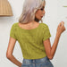 Color-Twist Square Collar Short Sleeve Knitwear Women Twisted Cropped Short Knitted Top Women Clothing-Fancey Boutique