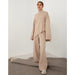 Color-Half Turtleneck Irregular Asymmetric Sweater Suit Elegant Beveled Sweater Knitted Wide Leg Pants-Fancey Boutique