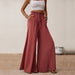 Color-Summer Women Clothing Big Horn Solid Color Wide Leg Pants Women-Fancey Boutique