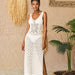 Color-White-Hollow Out Cutout-out Knitted Vest Sexy Dress Bikini Beach Cover up Swimsuit Outwear Maxi Dress-Fancey Boutique