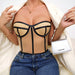 Color-Boning Corset Bra Sexy Beauty Back See Through Slim Fit Line Contrast Color Waistband Chest Pad Top Women-Fancey Boutique