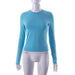 Color-Blue-Women Clothing Spring Solid Color round Neck Long Sleeve Basic Top-Fancey Boutique