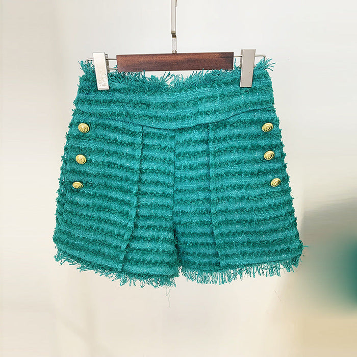 Color-Shorts-Goods Autumn Winter Star Tassel Fringe Tweed Slim Blazer-Fancey Boutique