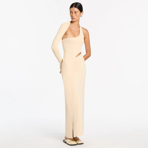 Color-Design Single Sleeve Stretch Dress Bandage Dress Cropped Long Sleeve Sexy Maxi Dress-Fancey Boutique