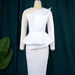 Color-White-Model Cutting Piece Stitching Faux Two Piece Dress Beaded High Waist Slimming Dress-Fancey Boutique