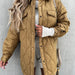 Color-Khaki-Autumn Winter Plaid Casual Trend Collared Single Breasted Cotton-Padded Coat-Fancey Boutique