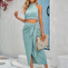 Color-Spring Summer Women Clothing Solid Color Casual Halter Sleeveless Skirt Set for Women-Fancey Boutique