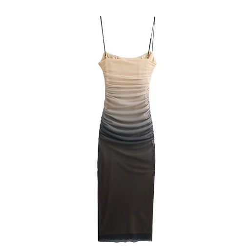 Color-【MOQ-5 packs】 Fall Women Clothing Simple Retro Silk Net Printed Dress-Fancey Boutique