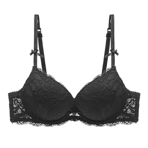 Color-Black-Small Breast Push up Bra Women Breast Holding Anti Sagging Adjustable Women Lace Underwear Bra-Fancey Boutique