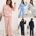 Color-Plush Hooded Sweater Set Loose Casual Homewear Double-Sided Plush Two-Piece Set for Women Plus Size-Fancey Boutique