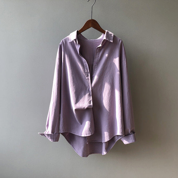 Color-Wisteria color-Simple Graceful Shirt Women Spring Loose Casual Shirt-Fancey Boutique