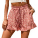Color-Summer Women Clothing Chiffon Printed Casual Pocket Nipped Waist Shorts-Fancey Boutique