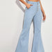 Color-Women Clothing Casual All Match Big Horn Wide Leg Denim Trousers-Fancey Boutique