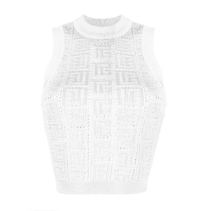 Color-White-Summer Online Influencer Pop Sleeveless Short Knitwear Women All Matching Tank Top Delivery-Fancey Boutique